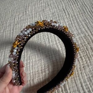 Beaded Black and Gold Headband